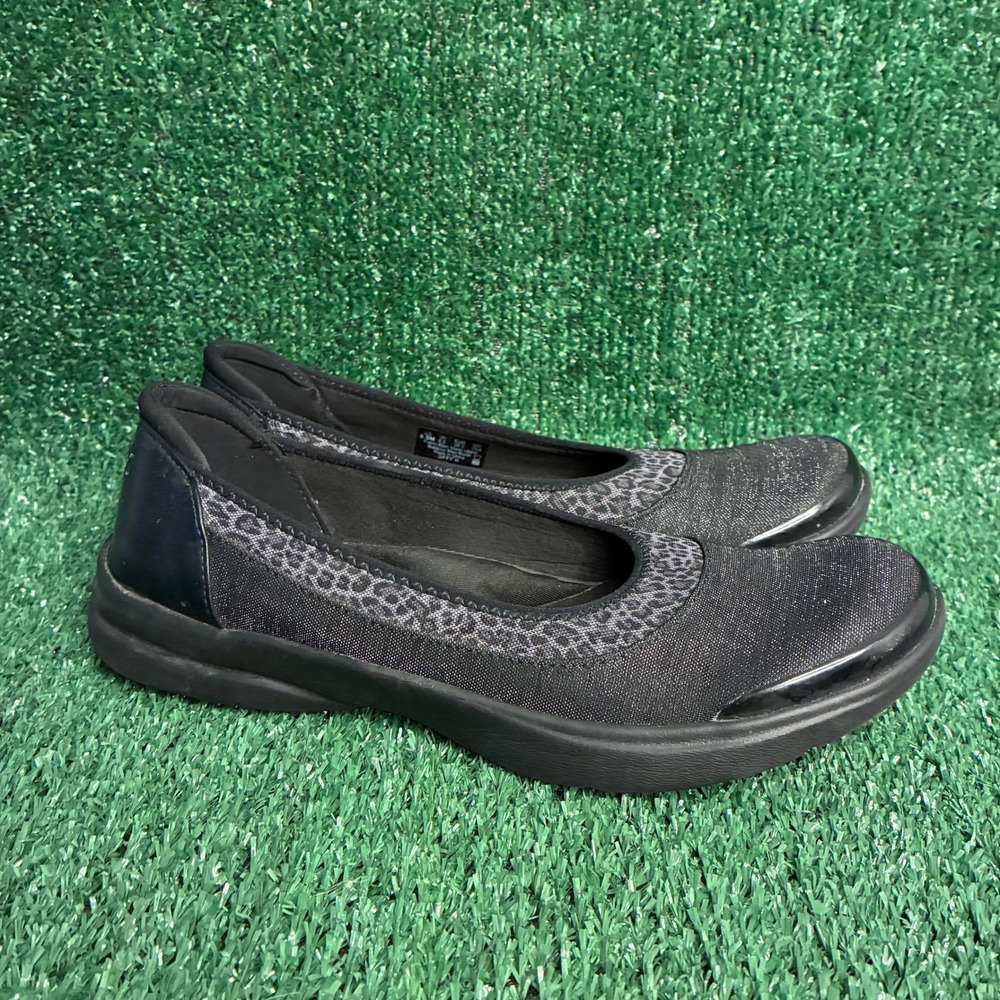 Bzees Jiffy II Ballet Flats Animal Print Slip On Comfort Shoes Black Womens 8.5